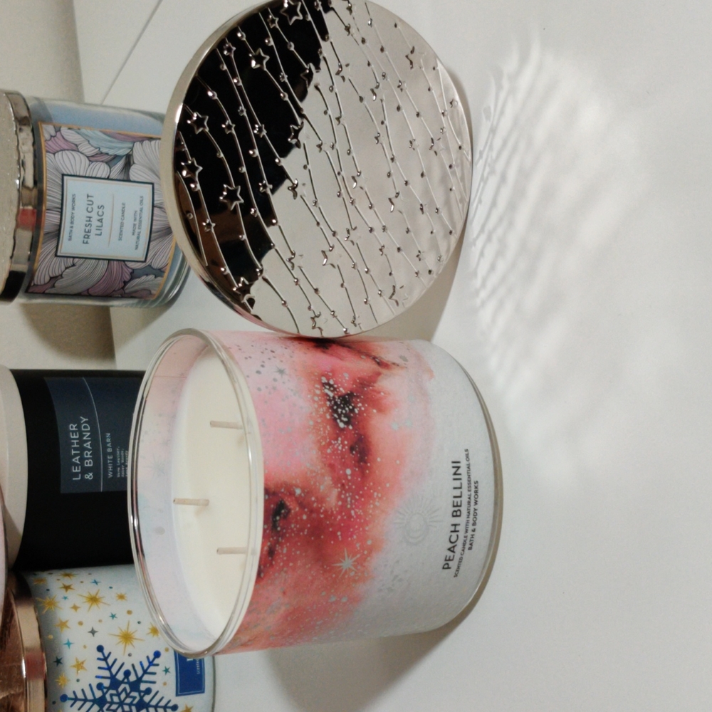 COPY  peach Bellini- Bath & body 3 wicked candles